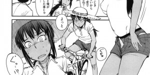 【エロ漫画】従兄弟の男の子と自転車でツーリングにいく途中、急な大雨でバス停で雨宿りをすることになったお姉さん…濡れたシャツに発情してしまい、おっぱいを揉まれフェラしてあげると、パイパンマンコに生ハメしてバックで中出しされちゃう【紙魚丸:夏のバス停】