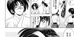 【エロ漫画】先輩に流されて乱交セックスするスレンダー清楚系JK…彼女は次々とチンポをしゃぶったり、先輩とダブルフェラしたりし、生ハメ中出しまでもしてしまう！【瓦屋A太:弓ノ雫】