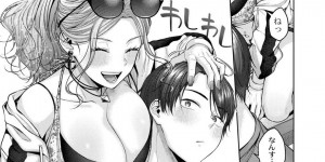 【エロ漫画】真夏の海で水着で昼から酔っぱらう巨乳お姉さん…男二人にナンパされ乗り気でセックスをする！【柚十扇】