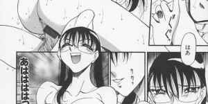 【エロ漫画】夜の教師で調教されちゃう巨乳のメガネお姉さん…ご奉仕フェラをして生ハメ中出しいちゃラブセックスで絶頂アクメ堕ちしちゃう【あずき紅：夜に集う】