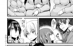 【エロ漫画】他の女子２人と子作りしまくっていた男子に告白してOKをもらった気弱美少女JK…ディープキスやパイズリフェラに興奮しまくり生ハメ中出しイチャラブ初セックスして初アクメ【じょい：クローバーコンセプション２】