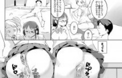 【エロ漫画】社長と秘書がJKのアダルトグッズ商社で淫乱な二人と3Pセックス面接！【五十嵐電マ】