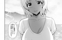 【エロ漫画】早朝から海にいた男性に話しかける褐色巨乳お姉さん…近くの小島まで2人で泳ぎきり誰もいない島で逆ナンパ！【跳馬遊鹿】