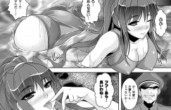【エロ漫画】真夜中のプールに現れる謎の巨乳の競泳水着姿のお姉さん…彼のペニスをパイズリフェラで扱き上げ、放たれた精液を淫靡に舐め取る。そして愛液に濡れた秘裂へ挿入をねだり、後ろから突かれる快楽堕ちしっちゃう【らくじん：妖怪学園】