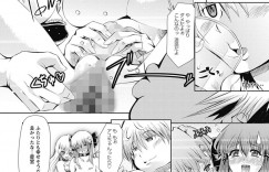 【エロ漫画】調教されて犯されちゃう巨乳のうさ耳お姉さん…乳首責めや騎乗位でいちゃラブ３Pセックスしちゃう【Red-Rum：LOVE♡こんぷれっくす】